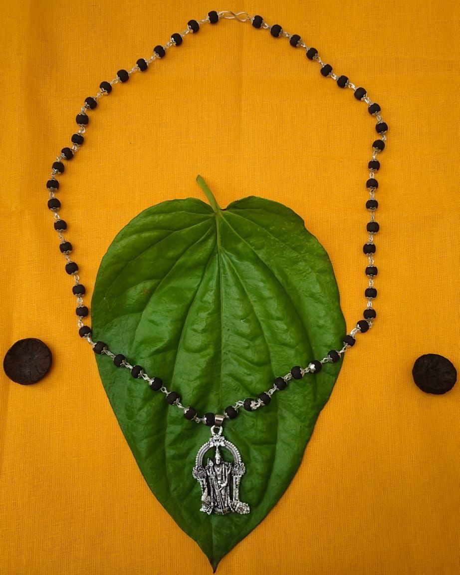 Karungali Mala With Free Murgan Locket 100% Authentic Silver Cap