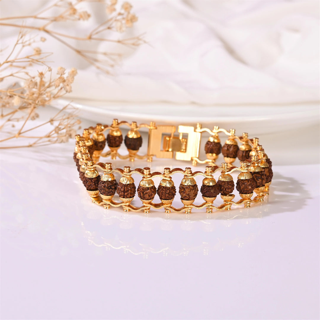 Gold Plated Rudraksha Bracelet