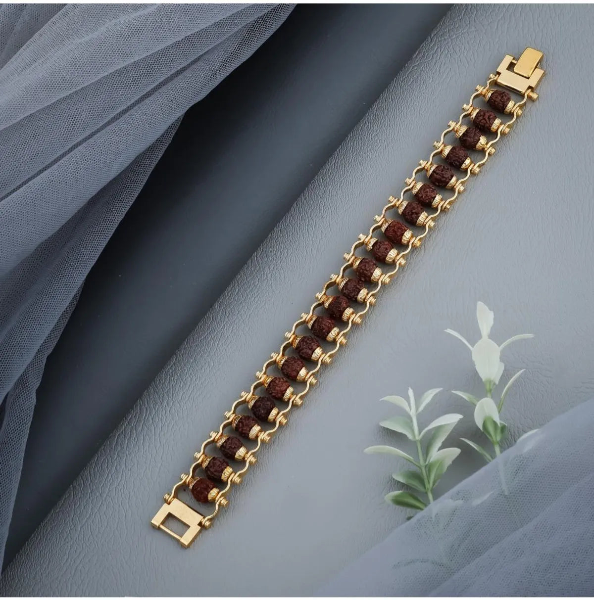 Gold Plated Rudraksha Bracelet