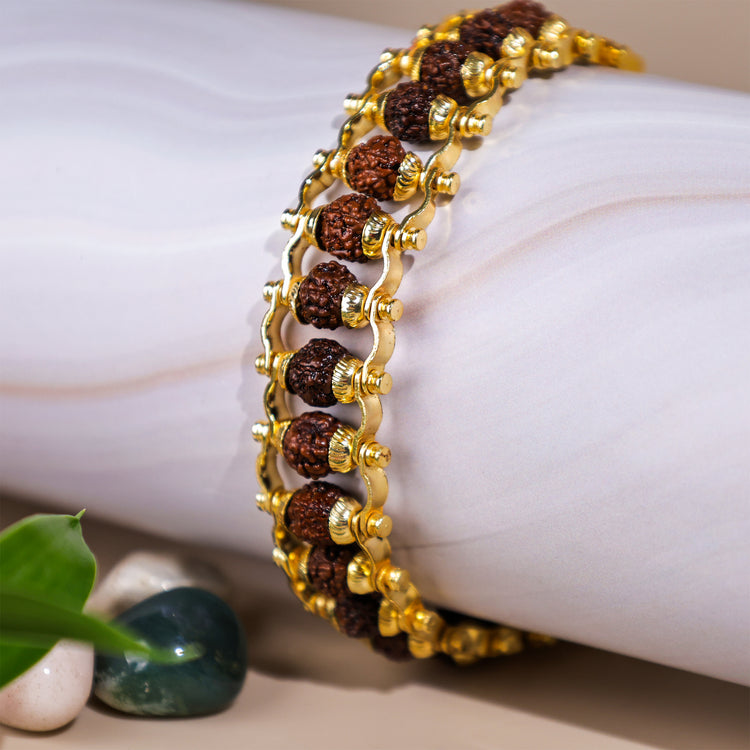 Gold Plated Rudraksha Bracelet