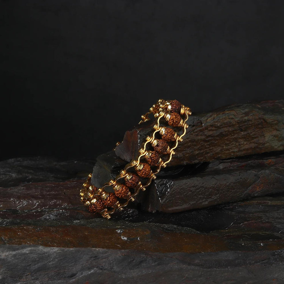 Gold Plated Rudraksha Bracelet