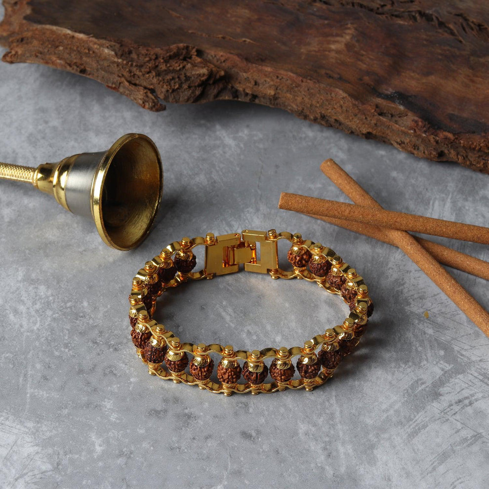 Gold Plated Rudraksha Bracelet